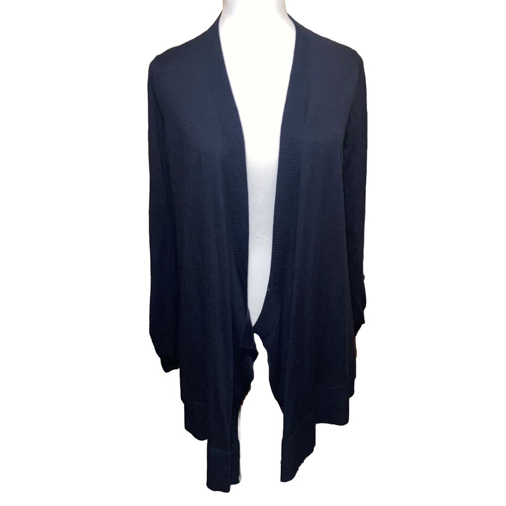 LOFT Cardigan Women's Size Medium Black Woolblend Open Front